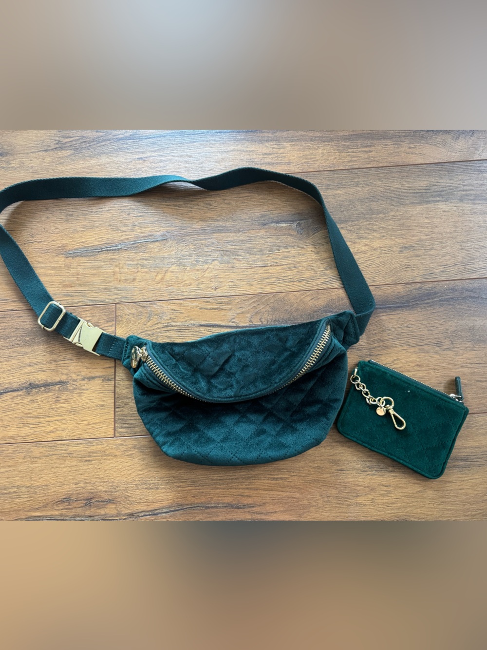 Stoney Clover Lane Velvet Quilted Belt Bag with Coin Pouch